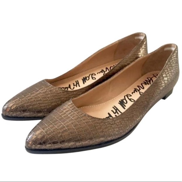 Lanvin Shoes - Lanvin bronze flats crocco embossed leather
